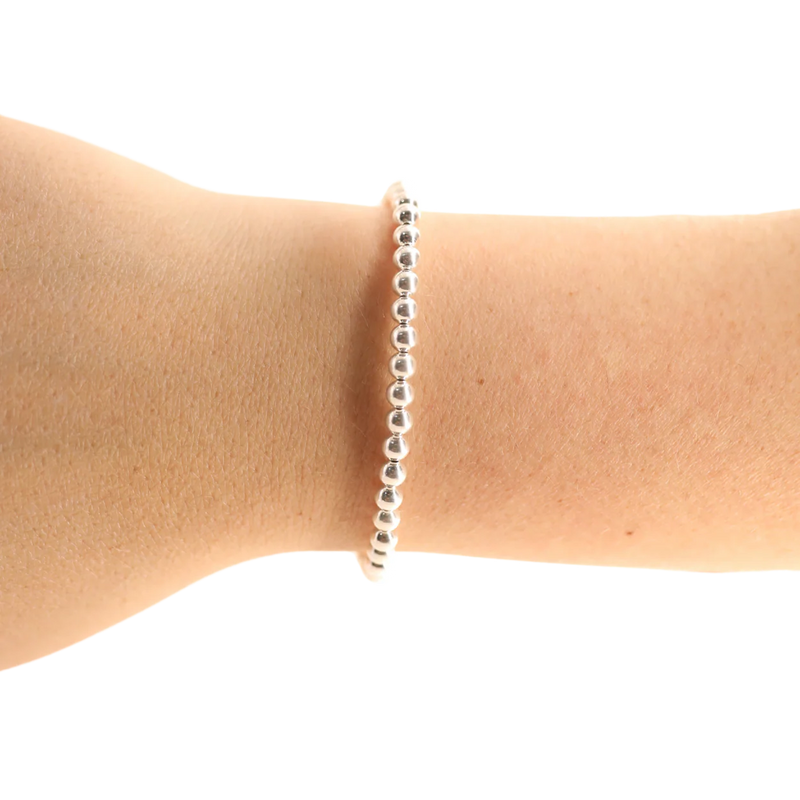 4MM Silver Beaded Bracelet