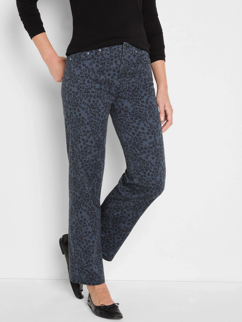 28" Leopard Print Recess Straight Ankle Jeans