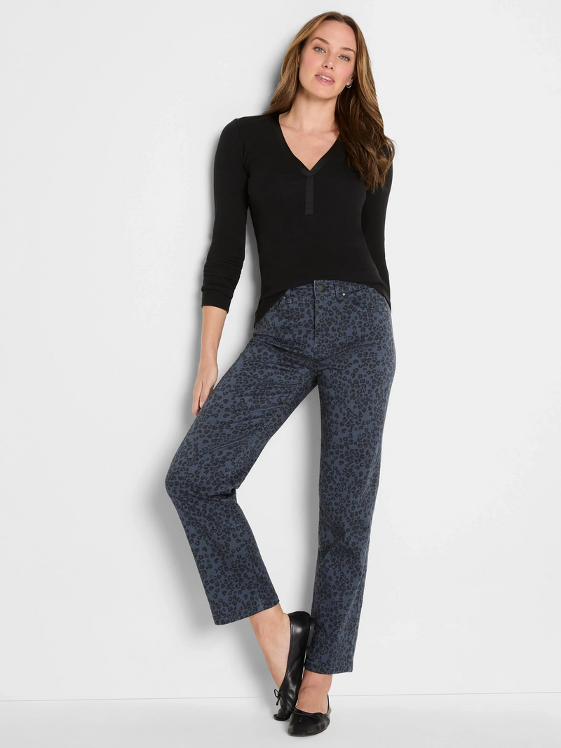 28" Leopard Print Recess Straight Ankle Jeans