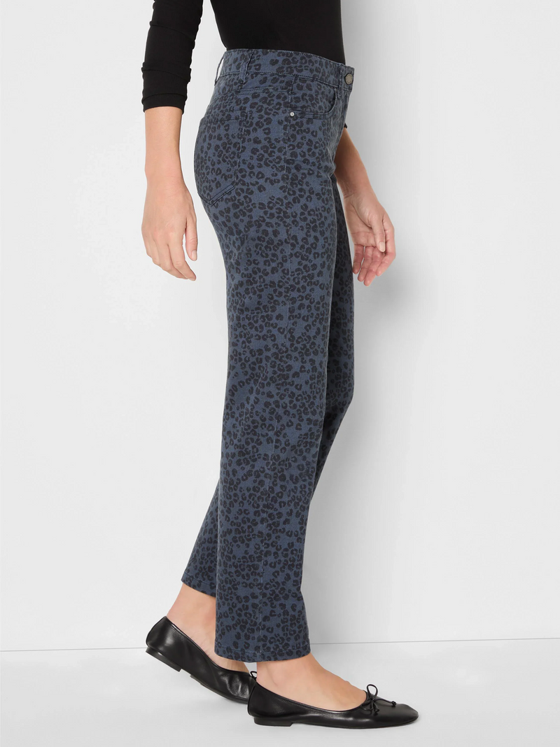 28" Leopard Print Recess Straight Ankle Jeans