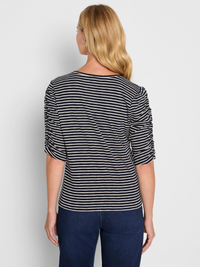 Striped Ruched Elbow Tee