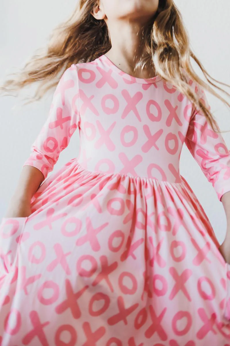 3/4 Sleeve Pocket Twirl Dress