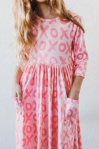 3/4 Sleeve Pocket Twirl Dress