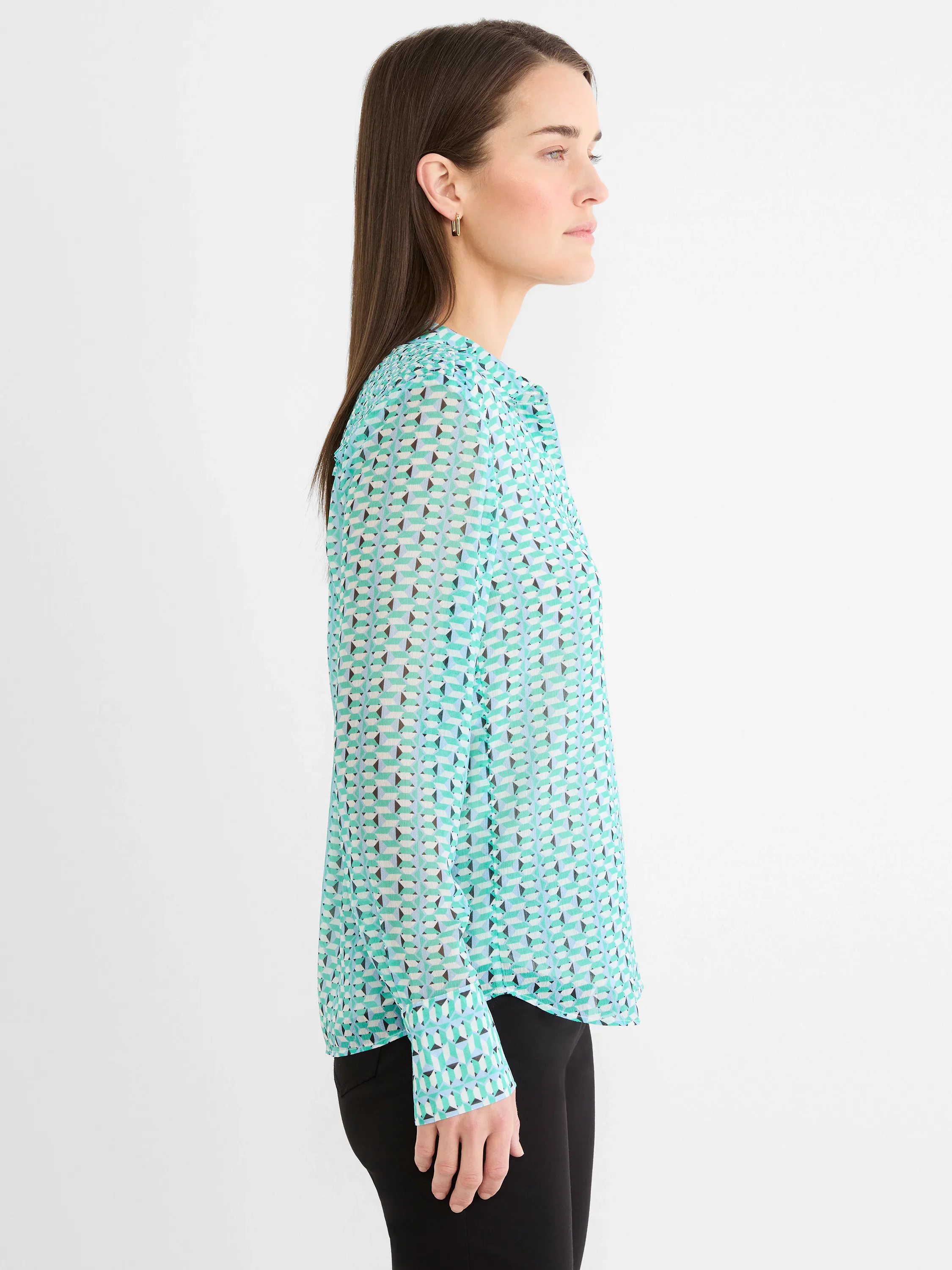Geo Steps Chiffon Shirt