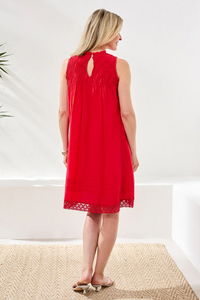 Textured Poplin Sleeveless A-Line Dress