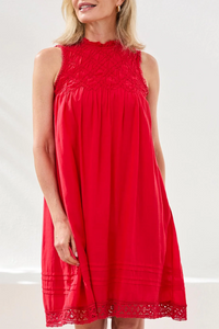 Textured Poplin Sleeveless A-Line Dress