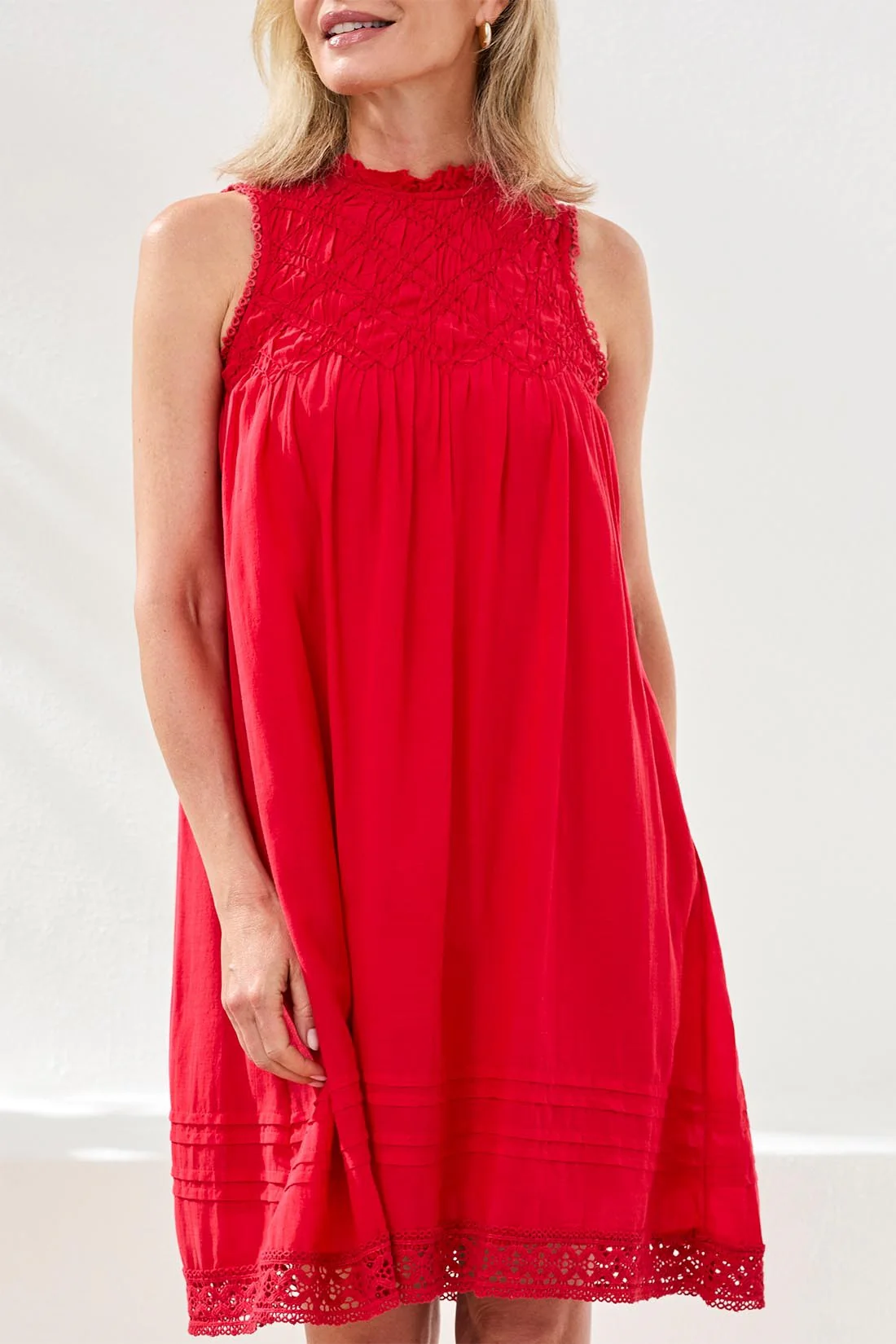 Textured Poplin Sleeveless A-Line Dress