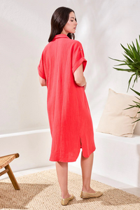 Crinkle Short Sleeve Midi Dress