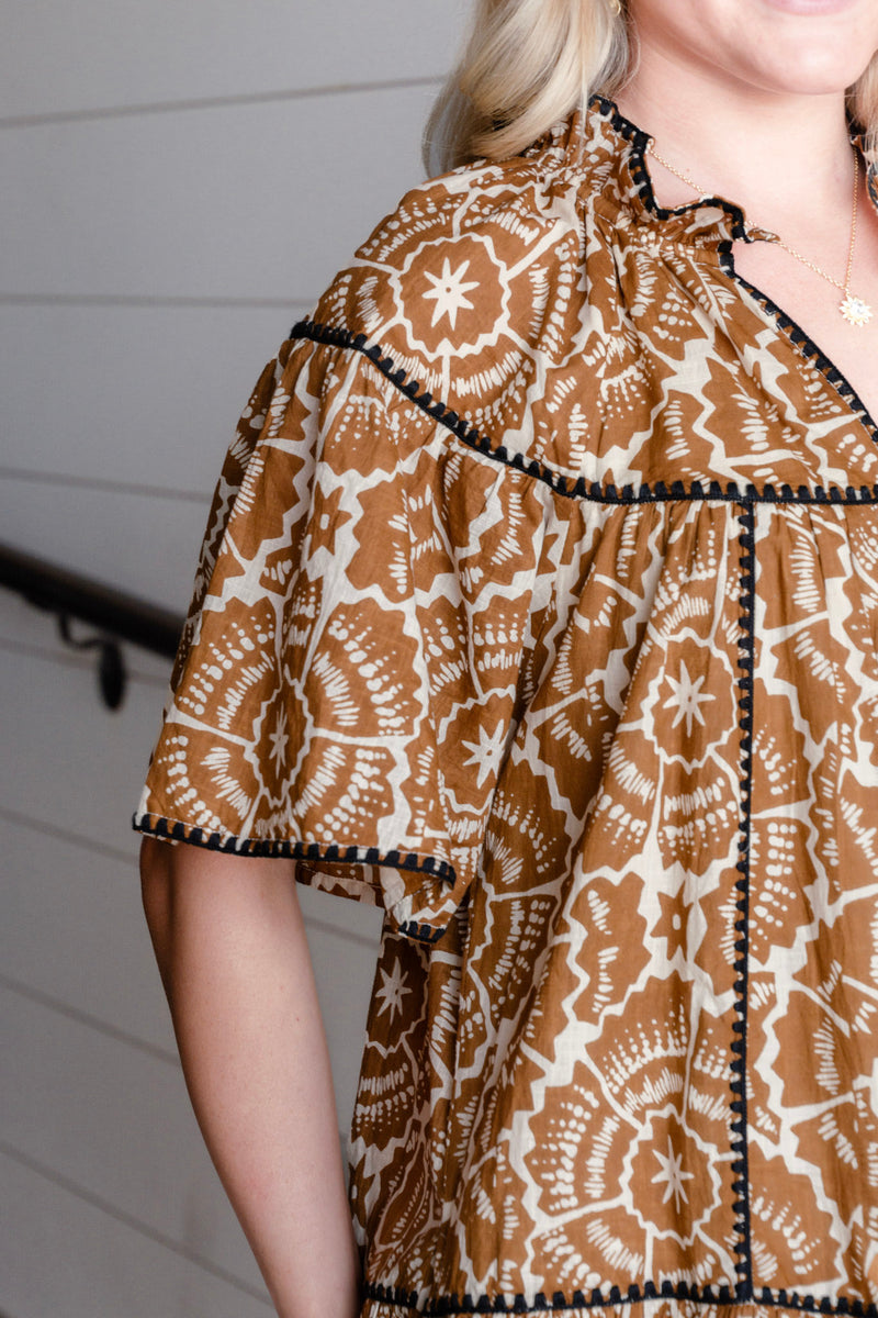 Shell Stitched Trim Dress