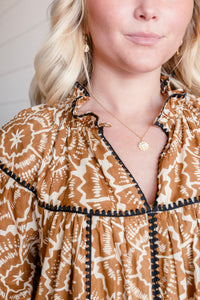 Shell Stitched Trim Dress