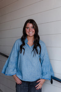 Embroidered Flounce Shirt