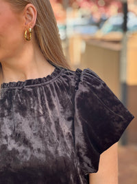 Solid Velvet Flounce Top