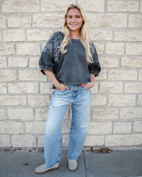 Embroidered Floral Knit Top