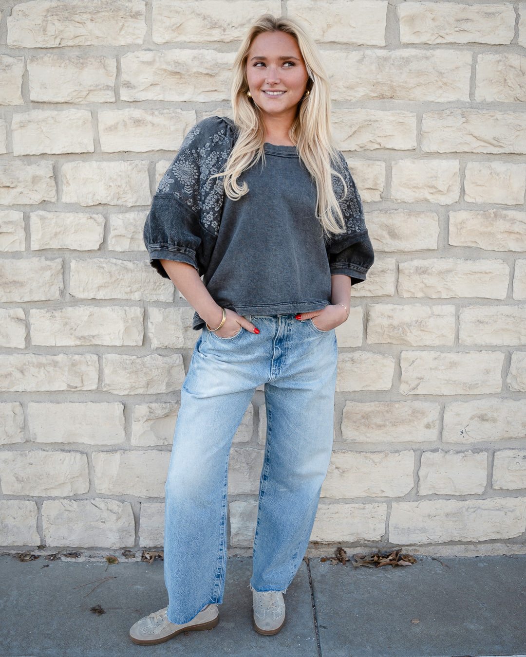 Embroidered Floral Knit Top