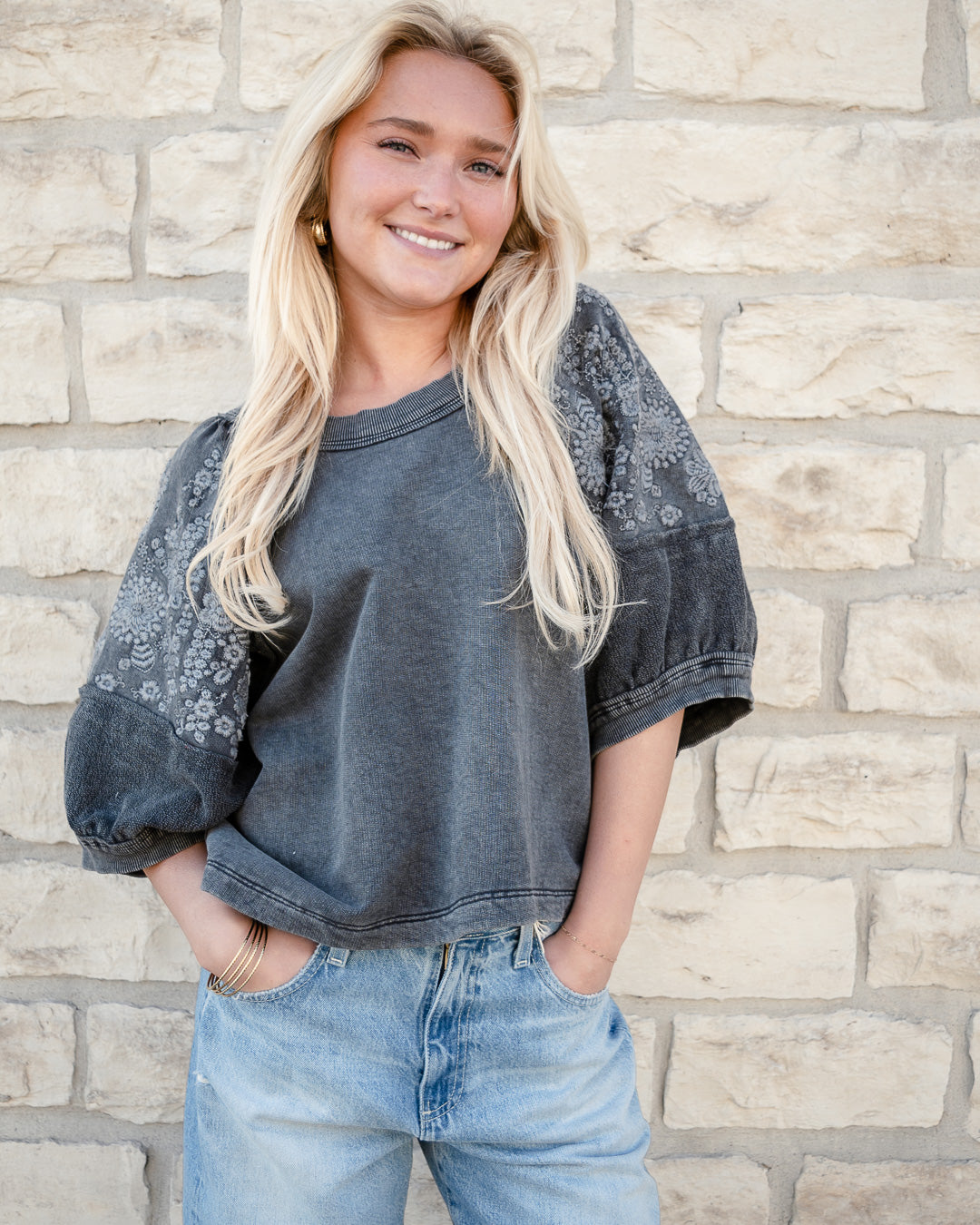 Embroidered Floral Knit Top