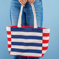 Romy Horizontal Striped Dhurrie Tote