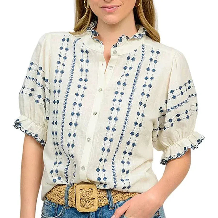 Rows of Embroidery Top