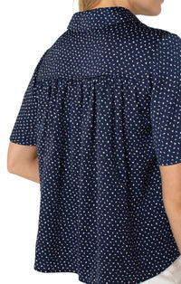 1/2 Sleeve Shirred Woven Blouse