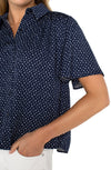 1/2 Sleeve Shirred Woven Blouse