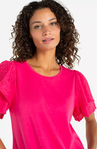 Short Sleeve Knit-to-woven Top