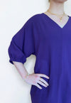 Dolman Elastic Sleeve V-Neck Dress