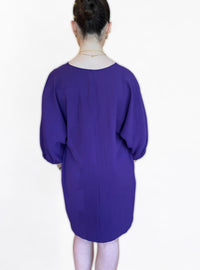 Dolman Elastic Sleeve V-Neck Dress