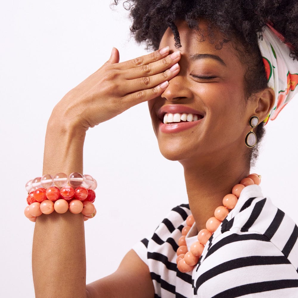 Cece Large Resin Bead Bracelet Clear