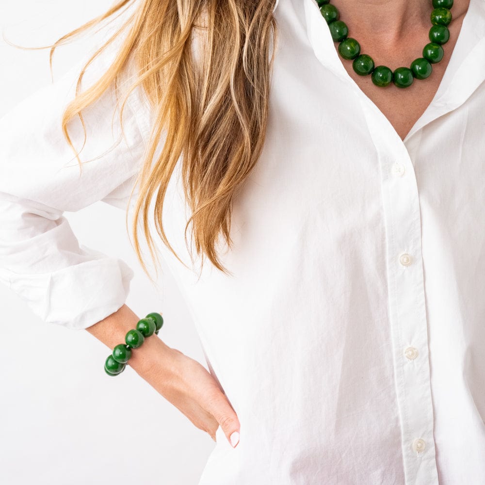 Cece Large Resin Bead Bracelet Green