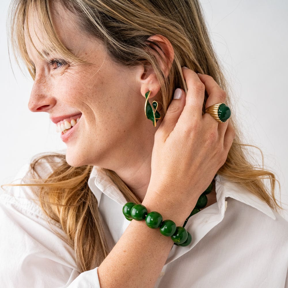 Cece Large Resin Bead Bracelet Green