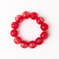 Cece Large Resin Bead Bracelet Red