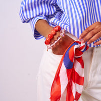 Cece Large Resin Bead Bracelet Red