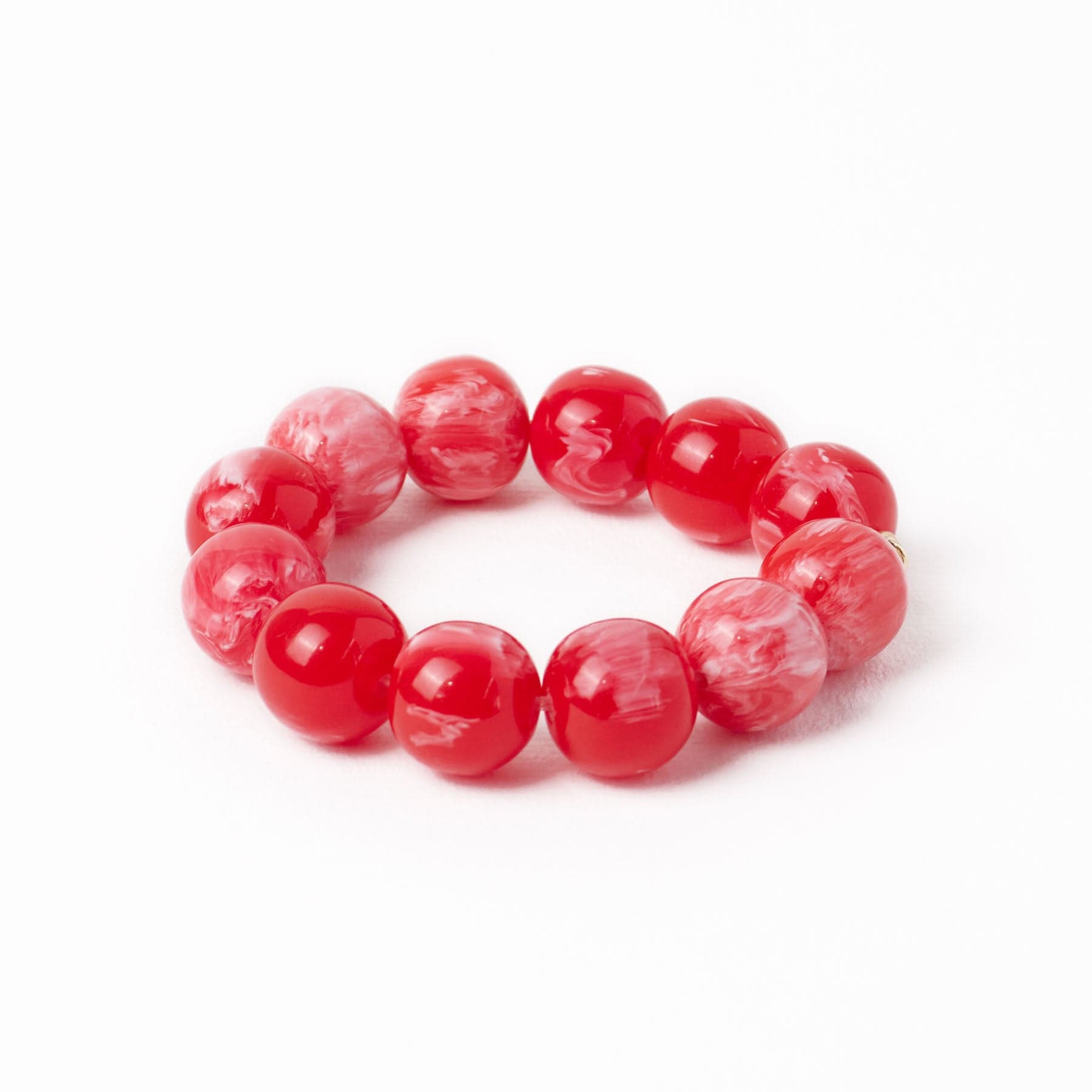 Cece Large Resin Bead Bracelet Red