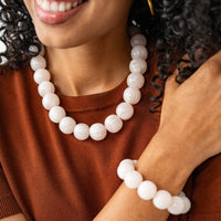 Cece Large Resin Bead Bracelet Milky White