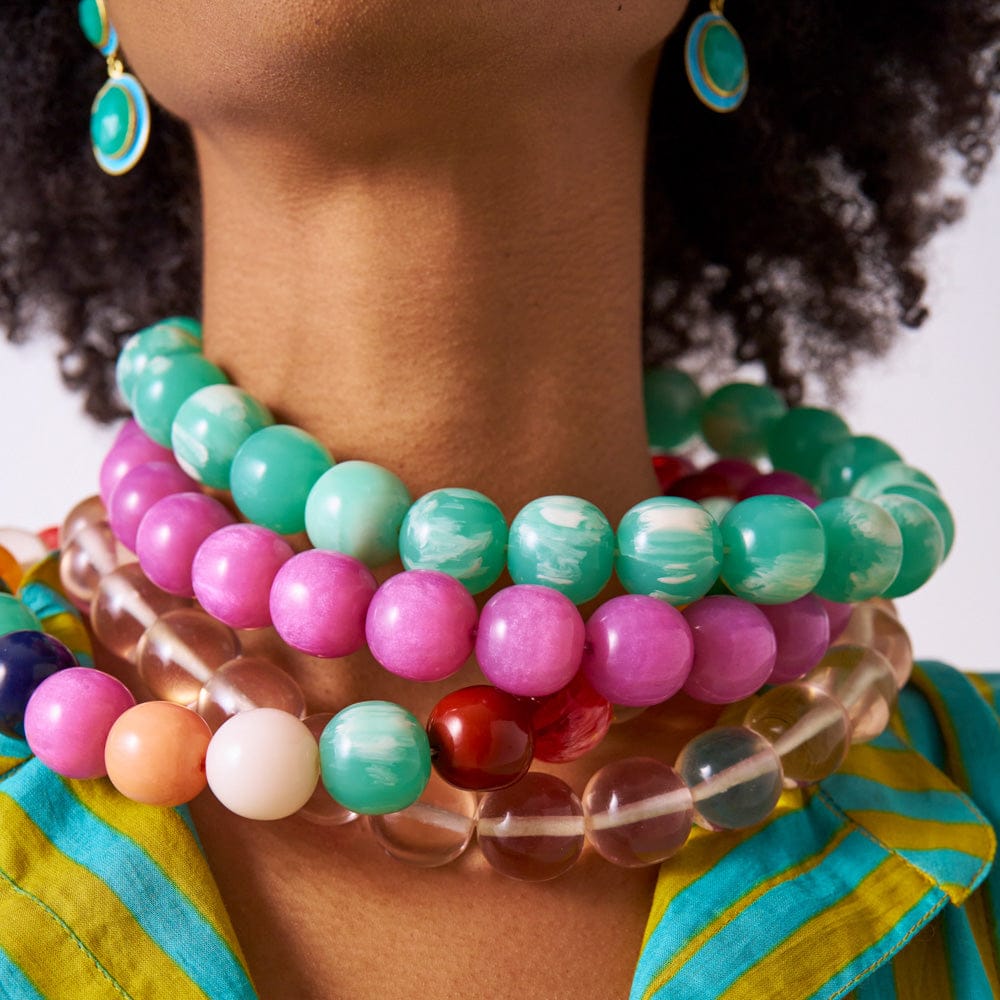 Iris Large Resin Bead Necklace Clear