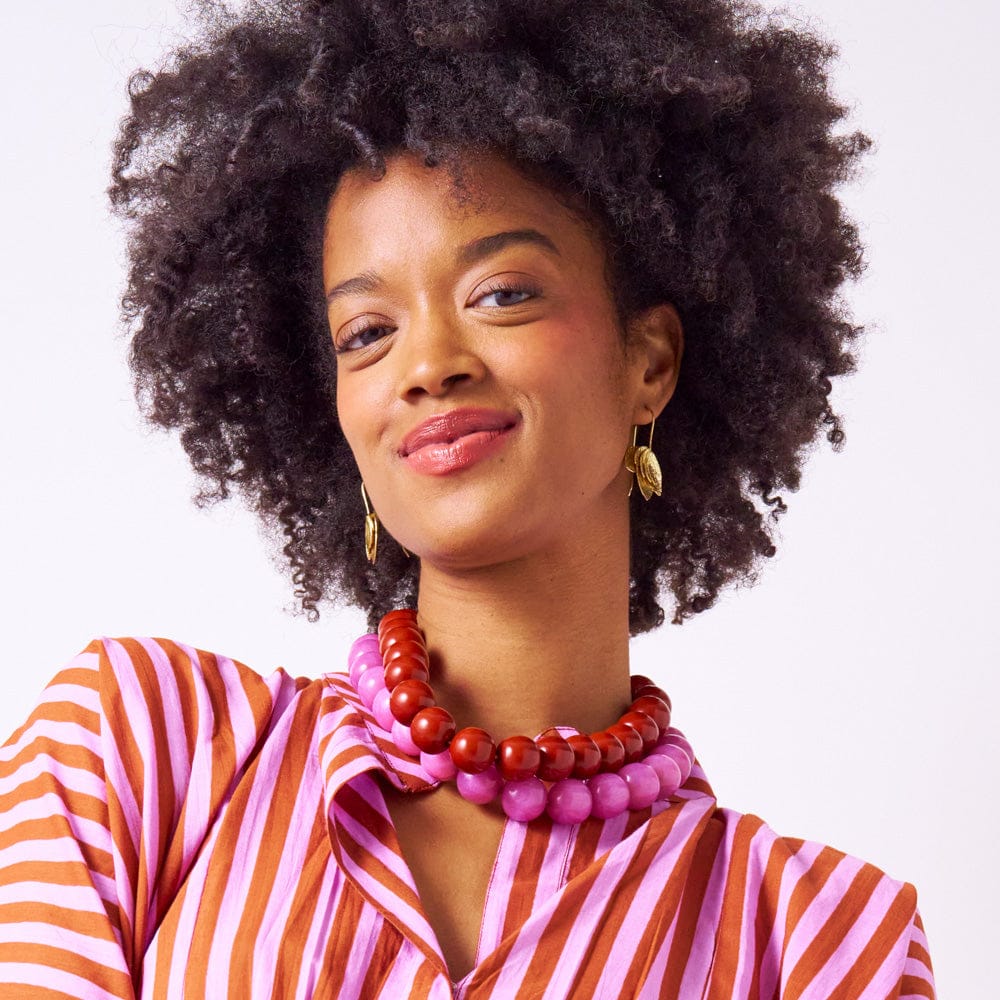 Iris Large Resin Bead Necklace Purple