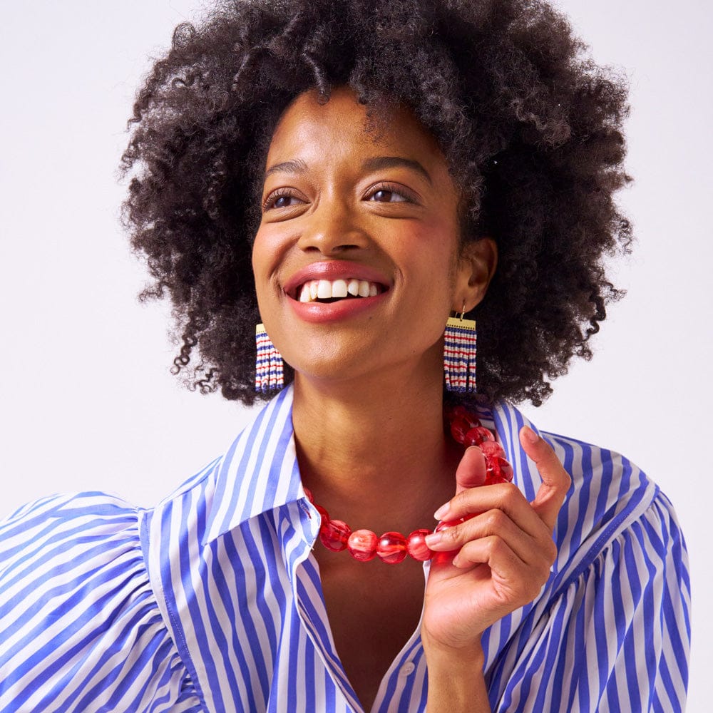 Iris Large Resin Bead Necklace Red