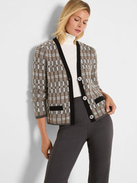 Grid Mix Sweater Cardigan