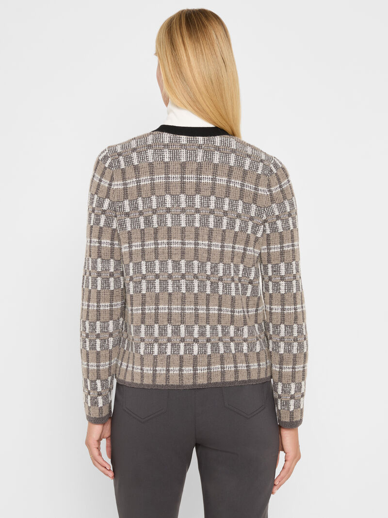 Grid Mix Sweater Cardigan