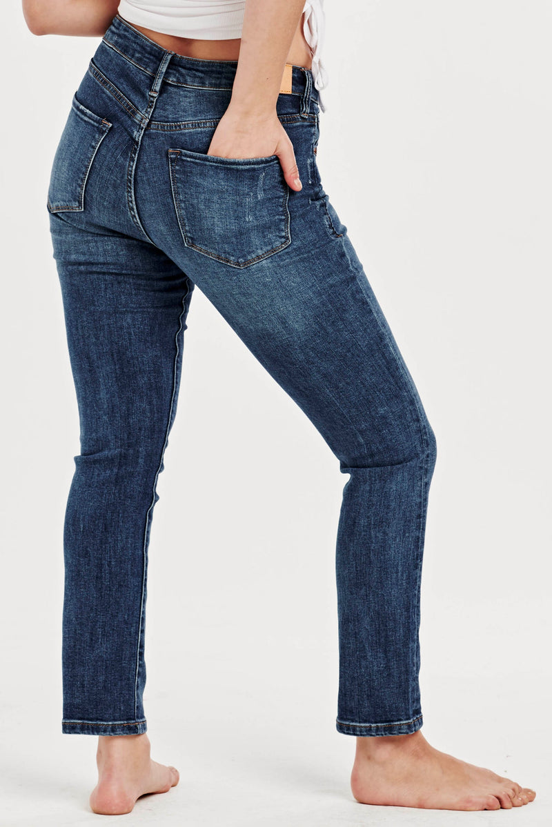 Blaire High Rise Ankle Slim Straight Jeans 28"