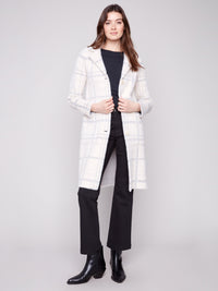 Long Plaid Knit Coatigan