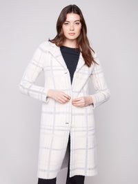 Long Plaid Knit Coatigan