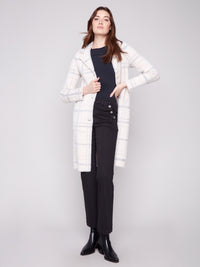 Long Plaid Knit Coatigan