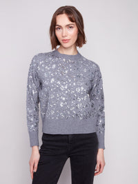 Sequined Crew Neck Sweater