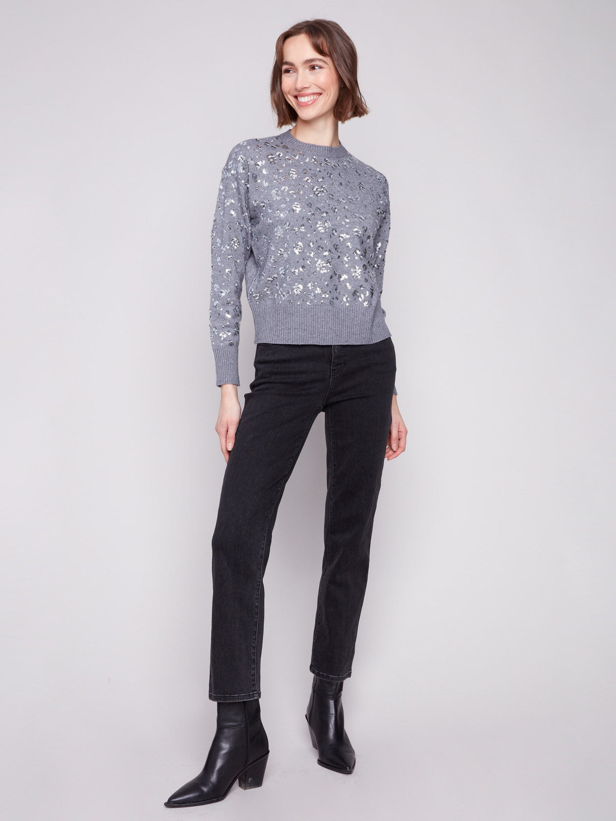 Sequined Crew Neck Sweater