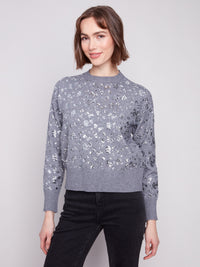 Sequined Crew Neck Sweater