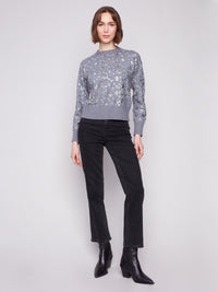 Sequined Crew Neck Sweater