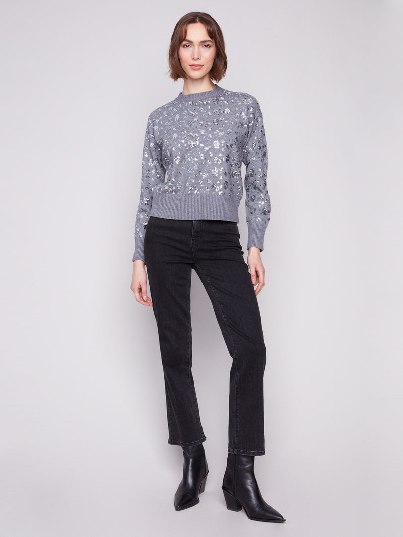Sequined Crew Neck Sweater