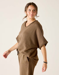 Frenchie Raw Edge V-Neck