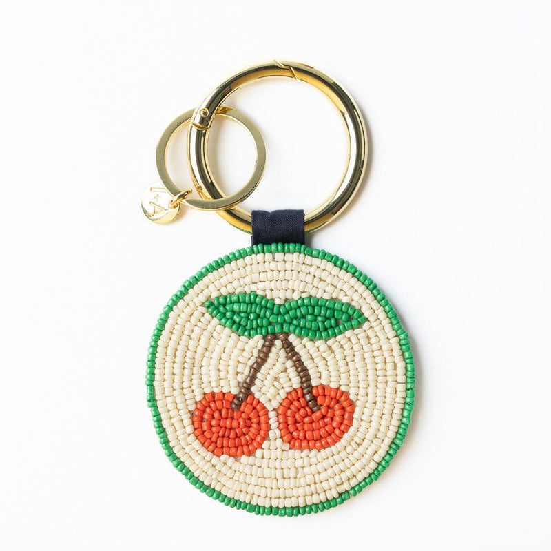 Kelsey Cherries Seed Bead Bag Key Ring