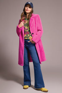 Soft Plush Button Front Coat